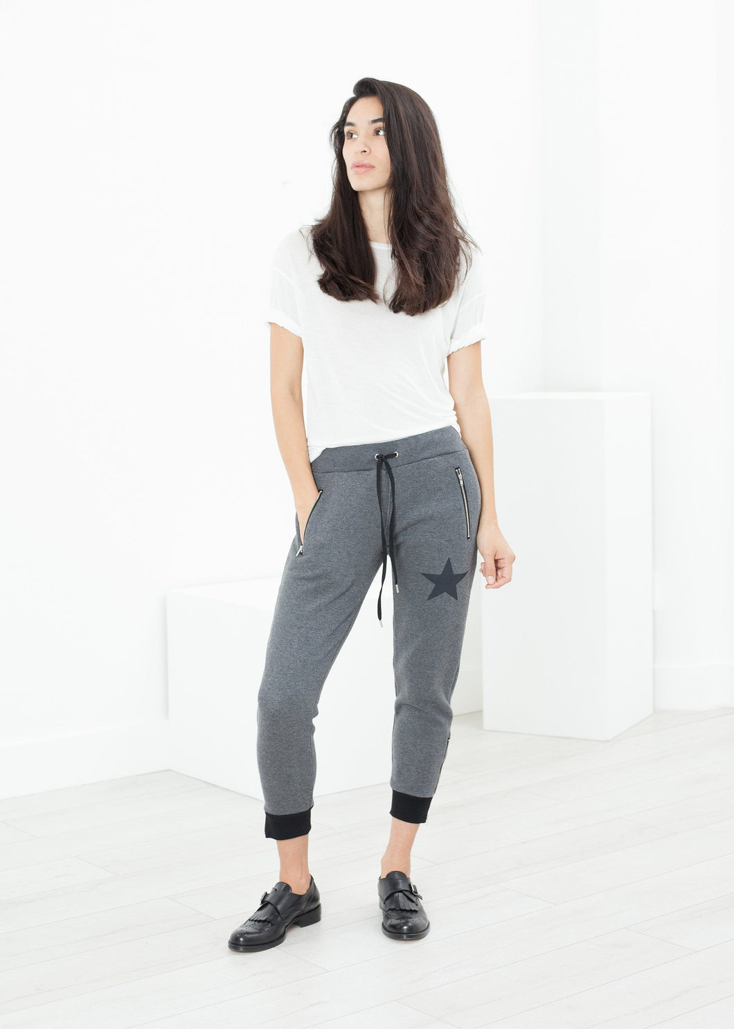 Loopwheeler Star Pant in Grey - pink