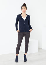 Load image into Gallery viewer, Square Cardigan in Navy - brown

