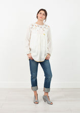 Load image into Gallery viewer, Floral Front Peasant Blouse in White - apricot
