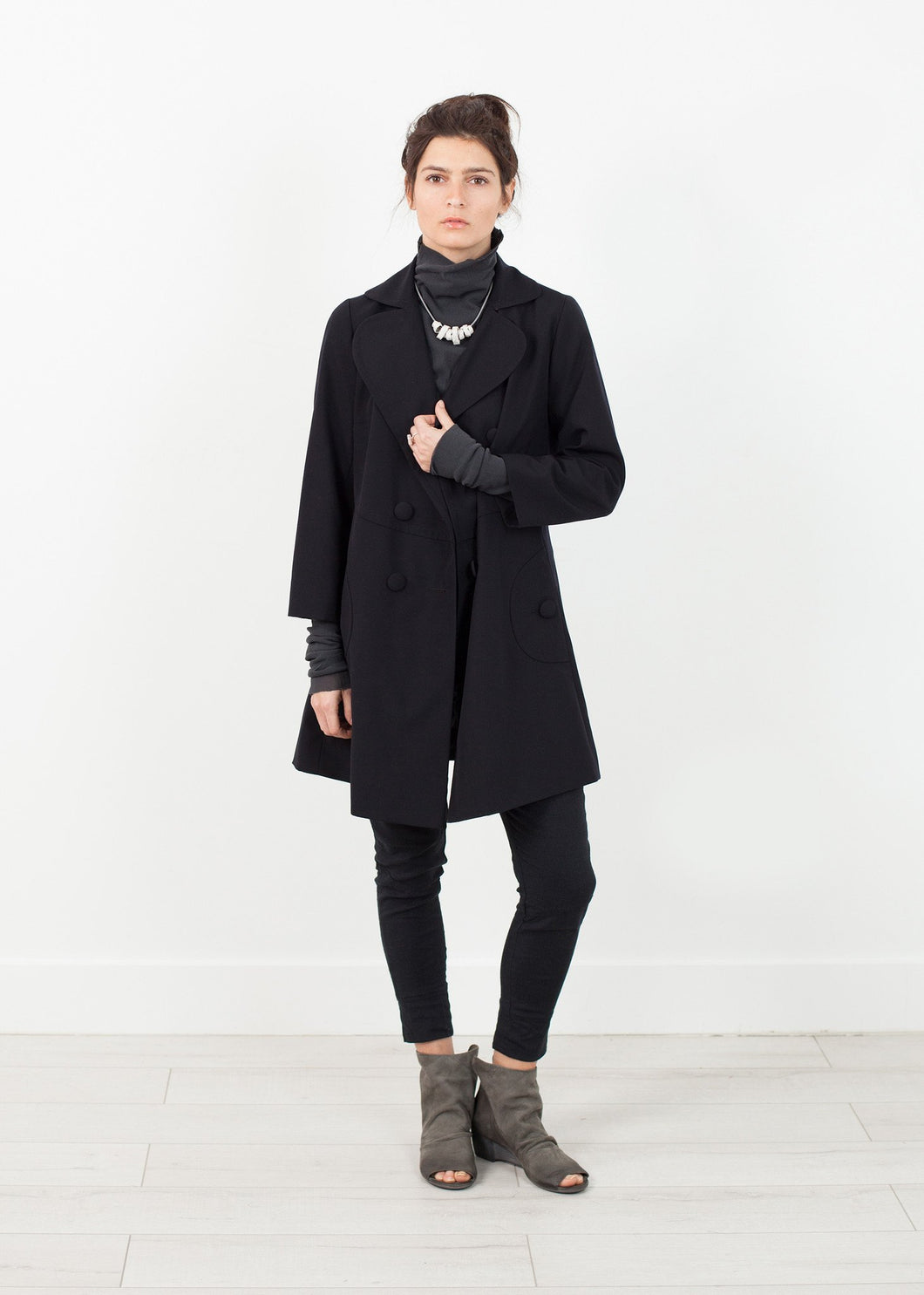 Day Coat in Navy - gray