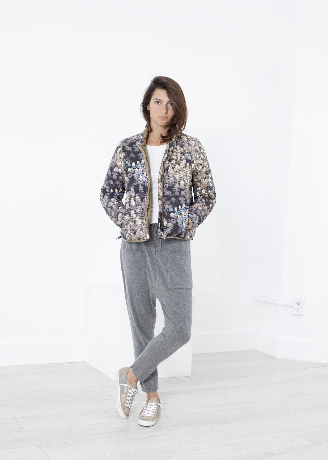 Deione Coat in Graphite Floral - violet