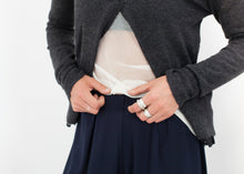 Load image into Gallery viewer, Cuffed Mesh Tee in Cream/Black - purple
