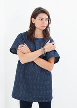 Load image into Gallery viewer, Quilted Mesh Mini Dress in Navy - orange

