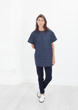 Load image into Gallery viewer, Quilted Mesh Mini Dress in Navy - orange
