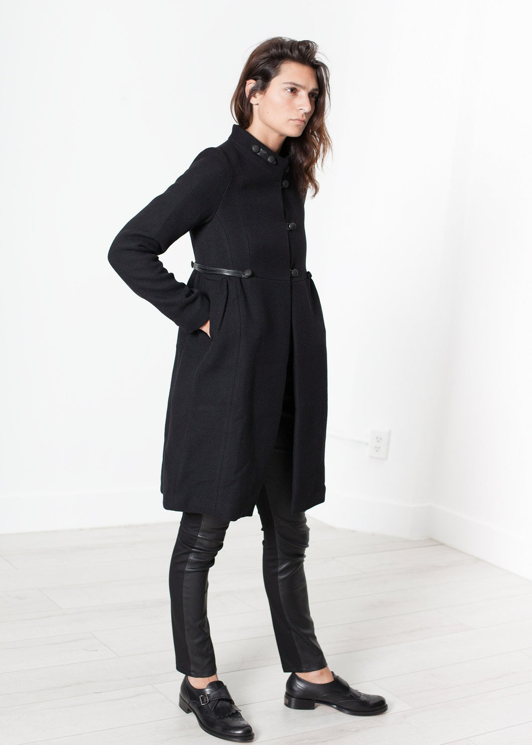 Zoulou Coat in Black - white