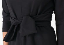 Load image into Gallery viewer, Tie Waist Dress in Black - blue
