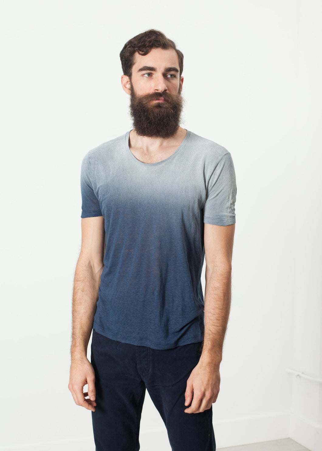 Overprint T-Shirt in Navy - apricot