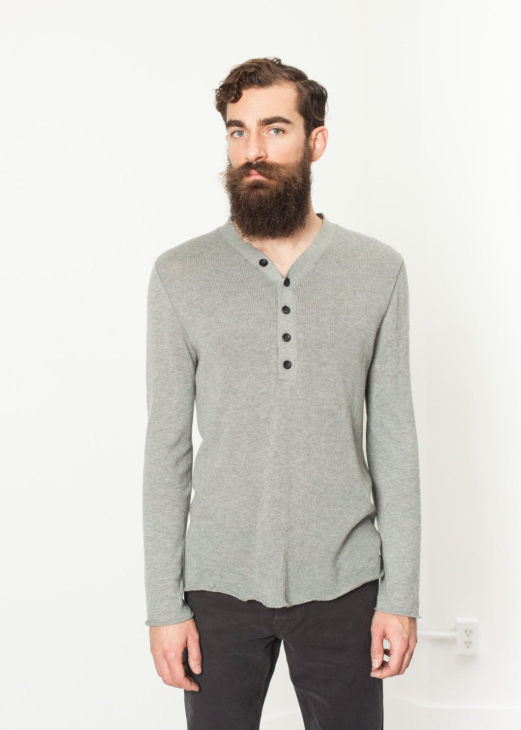 Garbo Henley in Grey - brown