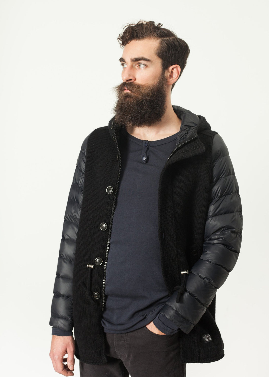 Hooded Parka in Black - blue