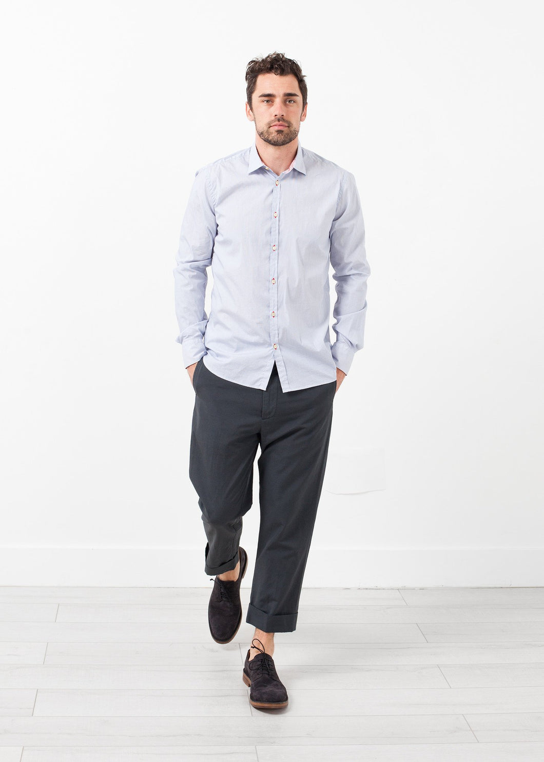 Flat Front Cuffed Trouser - red