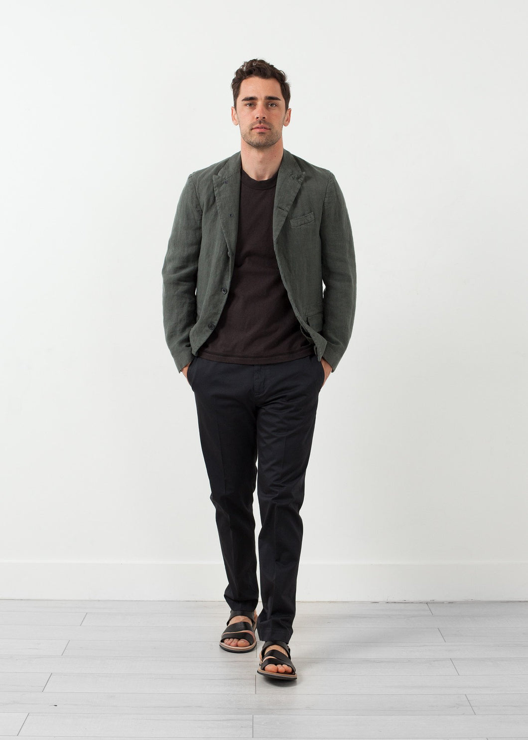 Five Button Cotton Blazer - indigo
