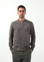Load image into Gallery viewer, Leather Bomber Jacket in Dust - apricot
