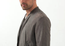 Load image into Gallery viewer, Leather Bomber Jacket in Dust - apricot
