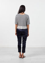 Load image into Gallery viewer, Sleeve Top in Navy Stripe - brown
