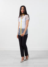 Load image into Gallery viewer, Sheer Button-Up Blouse in Pale Blue - yellow
