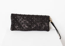 Load image into Gallery viewer, Roxanne Leather Clutch in Black - purple
