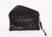 Load image into Gallery viewer, Roxanne Leather Clutch in Black - purple

