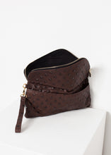 Load image into Gallery viewer, Roxanne Leather Clutch in Brown - black
