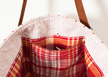 Load image into Gallery viewer, Woven Oversized Tote in Red Stripe - indigo

