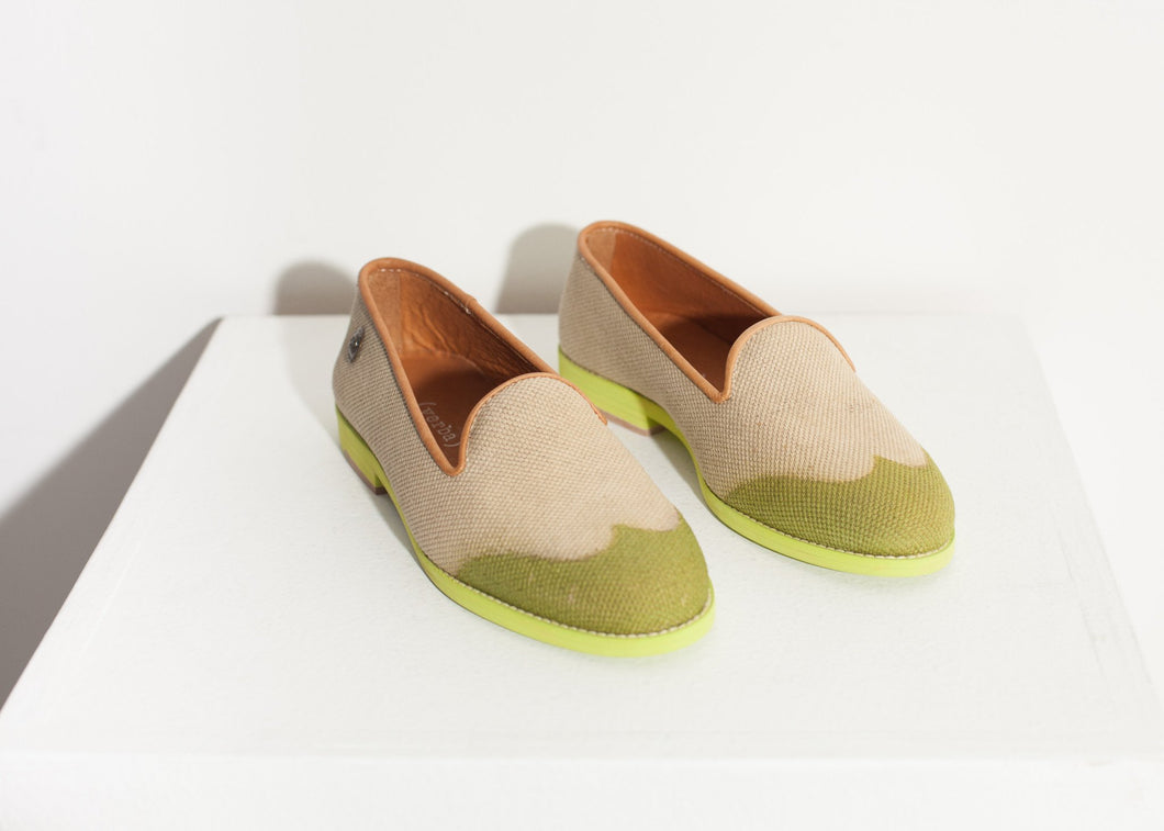 Wingtip Loafer in Lime - white