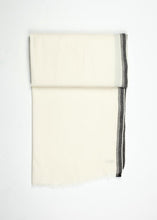 Load image into Gallery viewer, Edged Wool Scarf in Off White - indigo
