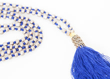 Load image into Gallery viewer, Prayer Bead Necklace in Grey/Blue - white
