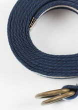 Load image into Gallery viewer, Striped Web Belt in Navy/White - purple
